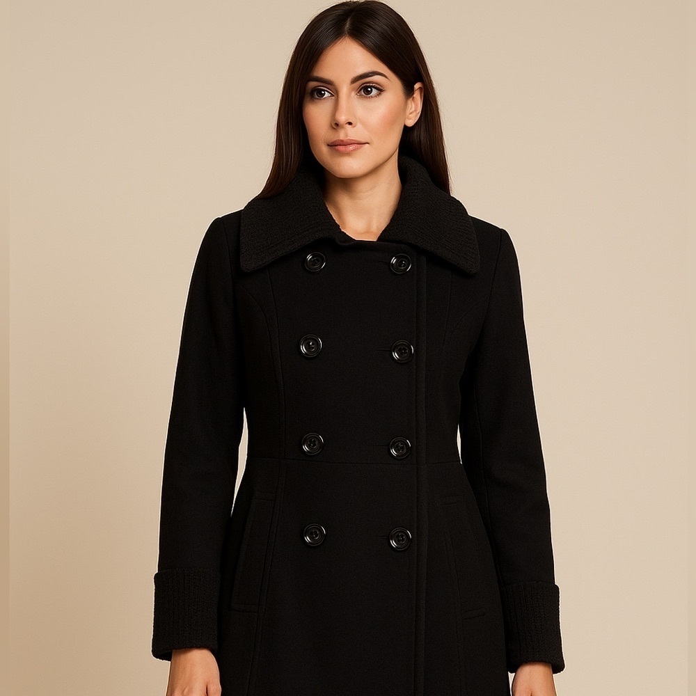 Worthington Black Double-Breasted Coat